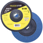 Disco de Lixa Flap 7 Polegadas Grão 100 Tradestar para Lixadeira - Ideal para desbaste em aço inox, alumínio e metais ferrosos. Proporciona acabamento uniforme em esmerilhadeiras angulares. Ferramenta de alta performance para uso profissional e doméstico.