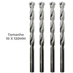 Broca para concreto 10x120mm - Kit com 50 unidades, ideal para furadeira. Broca helicoidal de alta performance para perfurações precisas em concreto, pedra e alvenaria. Ferramenta Tradestar, ponta de metal duro, durável e eficiente. Compre agora e tenha envio imediato com nota fiscal e garantia.