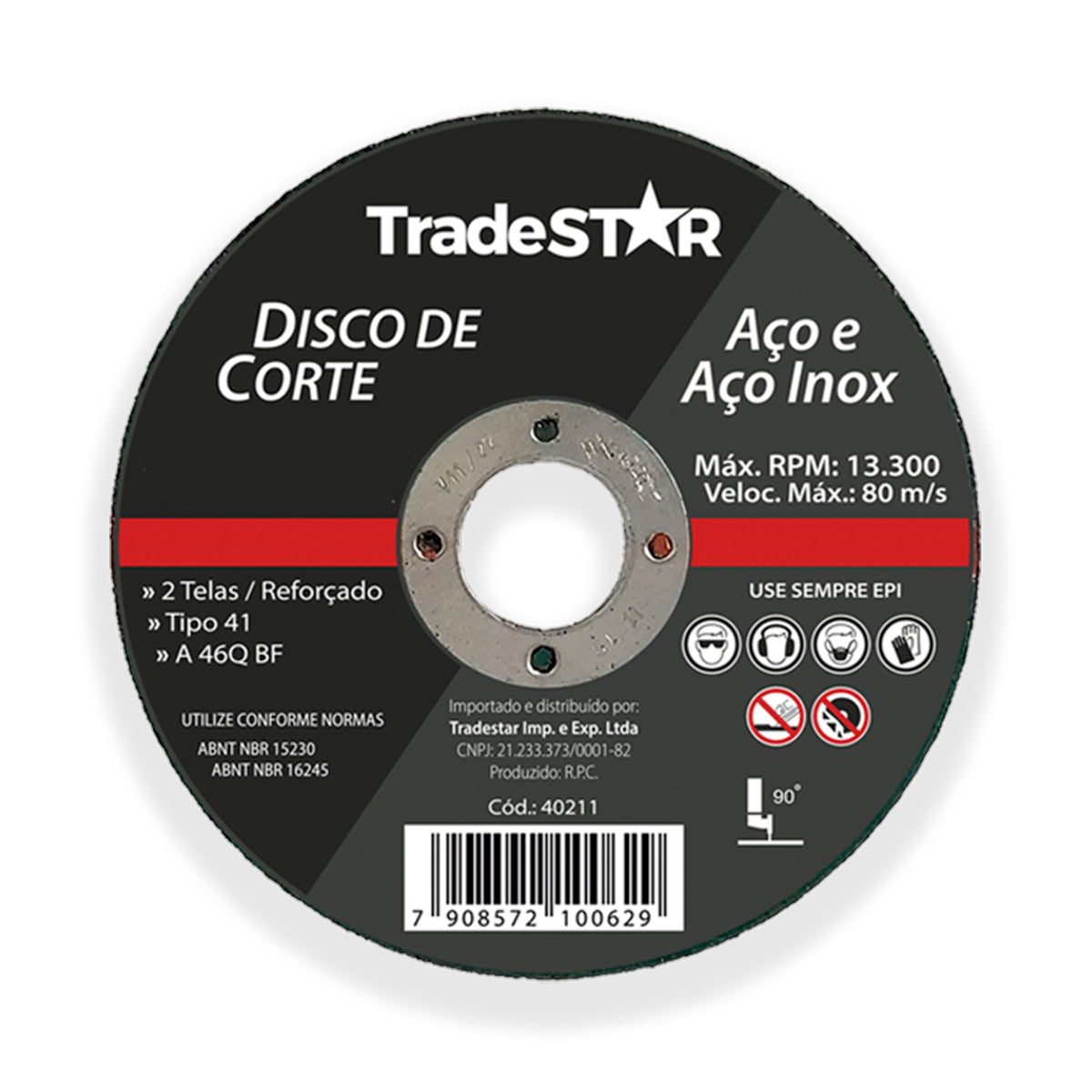 Disco de Corte Fino Inox 4.1/2 Tradestar para esmerilhadeira, ideal para cortes precisos em aço e aço inox. Disco abrasivo reforçado, 1,0mm de espessura, alta performance e durabilidade. Ferramenta essencial para serralheria e metalurgia.