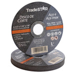 Disco de Corte Fino Inox 4.1/2 Tradestar para esmerilhadeira, ideal para cortes precisos em aço inox, ferro e outros metais. Disco abrasivo com 1,0mm de espessura, 115mm de diâmetro e furo de 22,23mm. Ferramenta de corte resistente e eficiente para serralheria e uso geral.