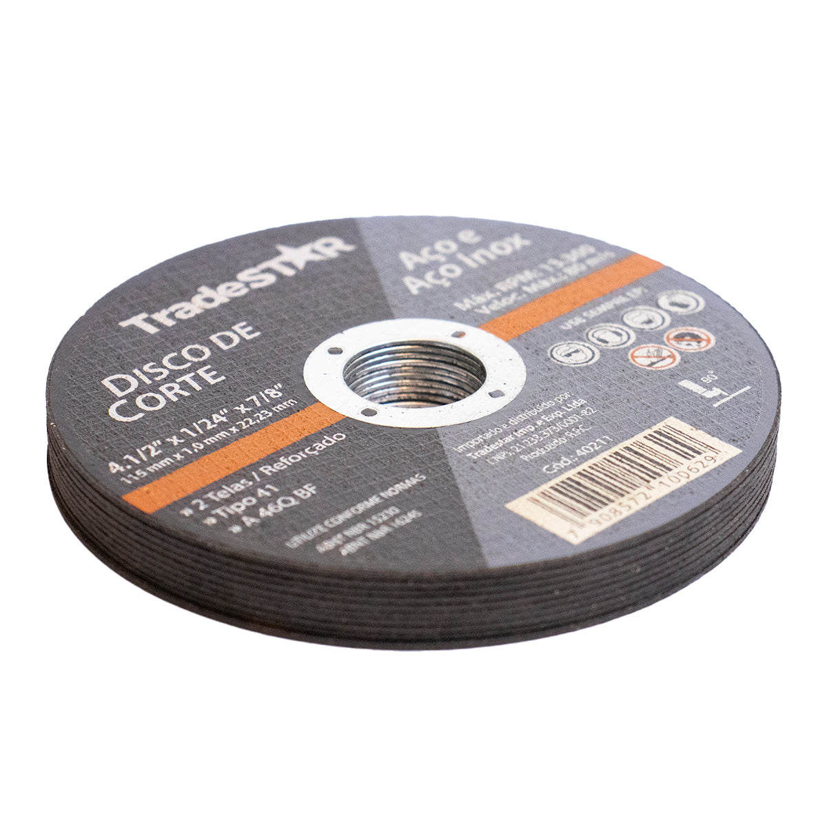 Disco de Corte Fino Inox 4.1/2 X 1,0 Esmerilhadeira Tradestar - Ideal para cortes precisos em aço inox, ferro e outros metais. Disco abrasivo de alta performance, 115mm x 1,0mm x 22,23mm, para esmerilhadeiras. Tradestar, corte fino e eficiente.