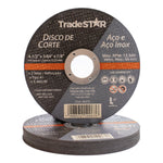 Disco de Corte Metal 4.1/2" Tradestar para esmerilhadeira, ideal para corte de aço e aço inox. Disco abrasivo fino, 115x1,2mm, reforçado e de alta performance para cortes precisos em metal. Ferramenta essencial para serralheria e metalurgia.