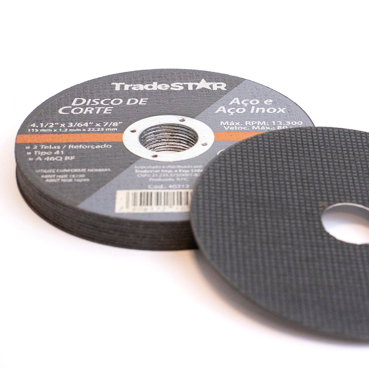 Disco de corte metal 4.1/2" Tradestar para esmerilhadeira, ideal para aço e inox. Disco abrasivo fino, 115x1,2mm, para cortes precisos em metal. Ferramenta de alta performance para serralheria e metalurgia.
