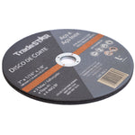 Disco de corte fino inox 7 x 1,6mm Tradestar para esmerilhadeira, ideal para cortes precisos em aço e inox. Disco abrasivo de alta performance, 180mm x 1,6mm x 22,23mm, 2 telas/reforçado, tipo 41, A 46Q BF. Ferramenta essencial para serralheiros e metalúrgicos.