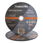 Disco de corte fino inox 7 x 1,6mm para esmerilhadeira Tradestar, ideal para cortes precisos em aço e aço inox. Disco abrasivo de 7 polegadas, reforçado e com alta durabilidade. Ferramenta essencial para serralheria e metalurgia.
