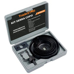 Jogo de Serra Copo Aço Carbono 8 Peças Tradestar em maleta, ideal para cortes precisos em madeira, MDF e compensado. Kit inclui 5 serras copo de diferentes diâmetros (64mm, 76mm, 89mm, 102mm, 127mm), mandril com broca piloto, chave Allen e maleta para transporte. Ferramenta profissional para furos circulares.