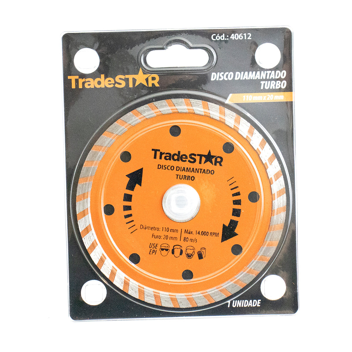 Disco de Corte Diamantado Turbo 110x20 mm Tradestar - Ideal para cortes precisos em granito, mármore, telhas e basalto. Disco diamantado turbo de alta performance, corte a seco e refrigerado. Ferramenta para construção e acabamento.