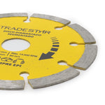 Disco de corte diamantado segmentado 110mm 4" Tradestar para concreto. Ideal para cortes precisos em materiais como concreto, tijolos e cerâmica. Ferramenta profissional com alta durabilidade e desempenho. Compre agora e garanta cortes limpos e eficientes em seus projetos de construção e reforma.