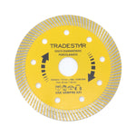 Disco de corte diamantado para porcelanato Tradestar 110x20mm, extra fino, ideal para cortes precisos em porcelanatos, cerâmicas, mármores e granitos. Ferramenta de alta performance para construção e reforma. Use sempre EPI.