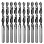 Brocas para madeira Tradestar de aço carbono 3 pontas 10x120mm, kit com 50 unidades. Ferramenta para perfuração precisa em madeira, com design helicoidal e pontas afiadas para corte eficiente e remoção de resíduos.