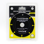Disco de corte segmentado 110x20mm Tradestar para madeira com revestimento de carbeto de tungstênio, ideal para cortes precisos em madeira, taipas, caibros e materiais com pregos. Lâmina de serra para uso profissional e doméstico, compatível com serras mármore.