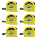 Kit com 6 trenas Tradestar ABS de 3 metros e 13mm, de bolso, com fita de aço e presilha. Ferramentas ideais para profissionais e empresas, com corpo resistente e design ergonômico.
