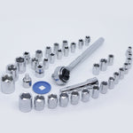 Jogo de Soquetes Sextavados Chave Catraca 40 peças Tradestar - Conjunto completo de ferramentas para aperto e desaperto, ideal para mecânica automotiva, reparos e manutenção. Inclui soquetes de diversas medidas, chave catraca, extensões e estojo organizador.