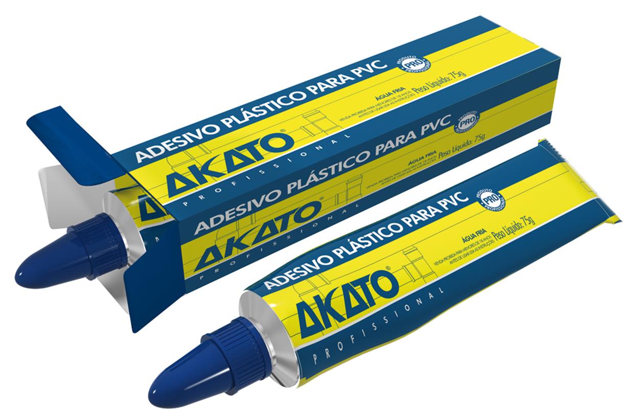 Cola Adesivo Plástico para PVC Akato em bisnaga de 75g, ideal para colagem de tubos e conexões de PVC. Adesivo de alta resistência, fácil aplicação e com garantia. Perfeito para projetos de construção e reparos.