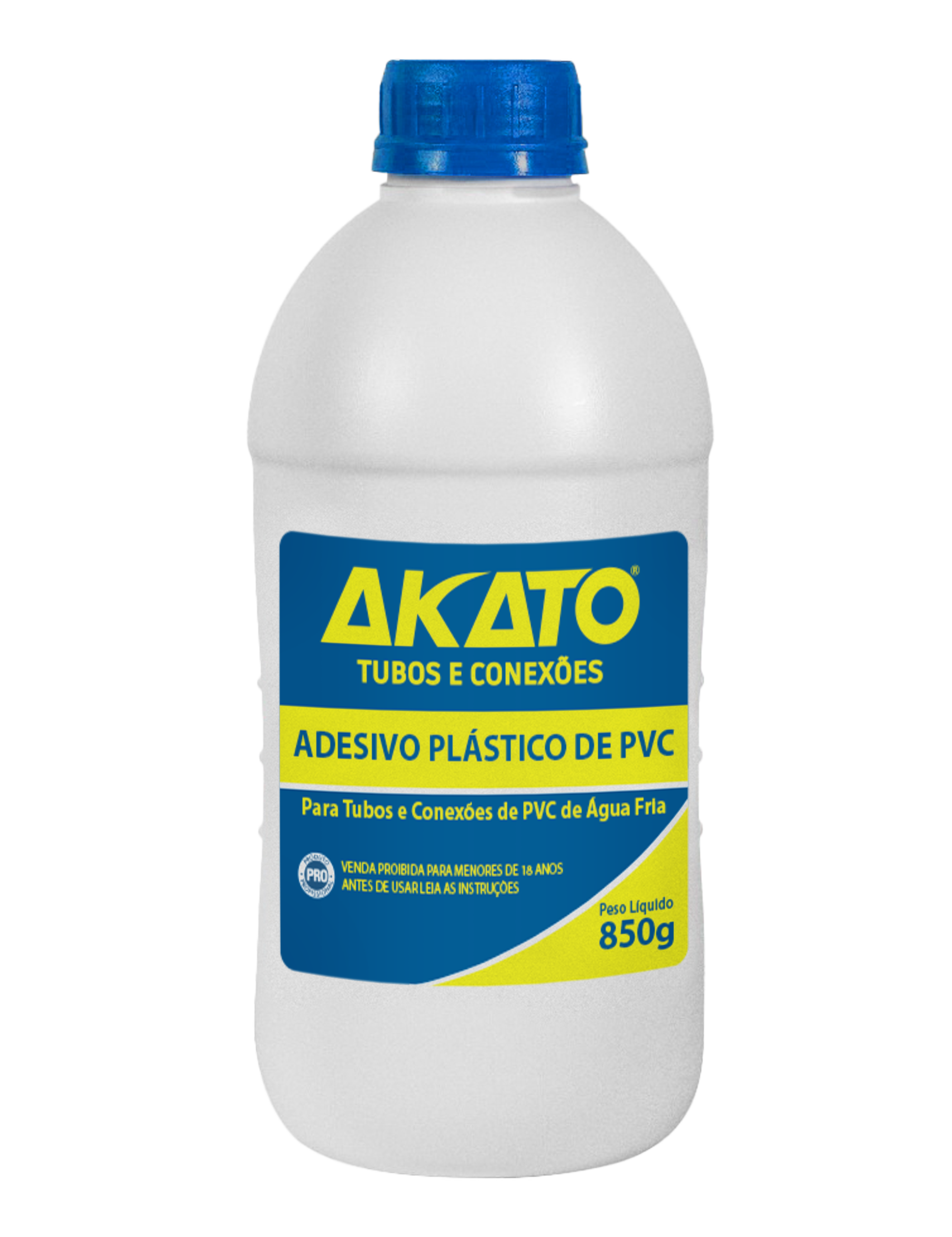 Cola Adesivo Plástico para PVC Akato 850g - Adesivo de alta performance para tubos e conexões de PVC de água fria. Ideal para projetos de encanamento e construção. Frasco resistente e fácil de usar. Produto original, com garantia e envio imediato.