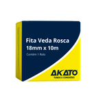 Fita Veda Rosca Akato 18mm x 10m para vedação de roscas em instalações hidráulicas e pneumáticas. Produto original, com garantia e envio imediato. Ideal para garantir vedações seguras e duradouras.
