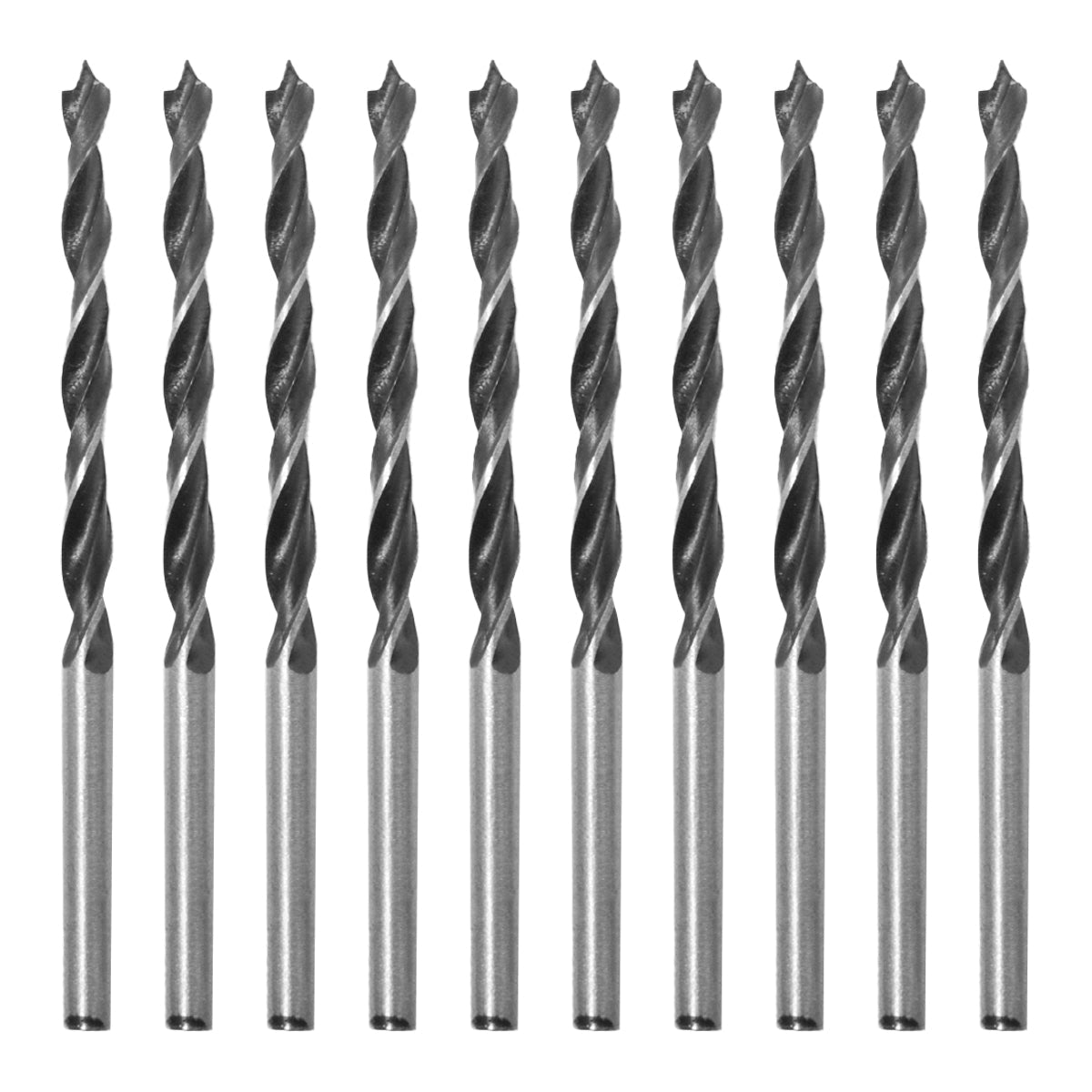 Kit com 100 brocas para madeira Tradestar 4x75mm em aço carbono com 3 pontas, ideal para perfurações precisas e limpas em madeira. Ferramenta de alta performance para marceneiros e hobbistas.