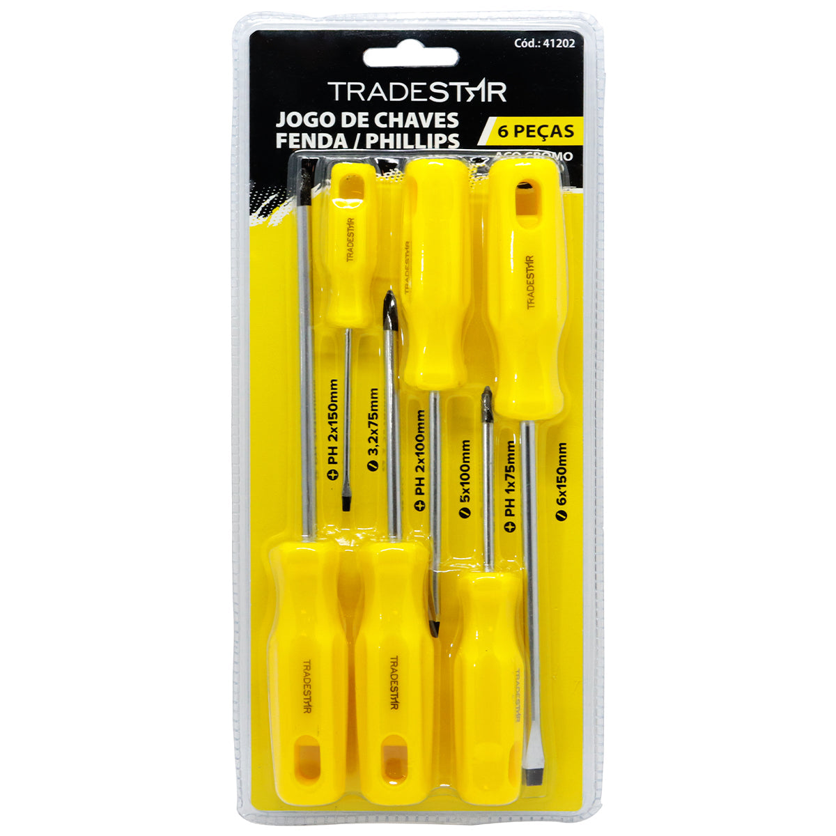Jogo de Chave Fenda/Phillips 6 Peças Tradestar - Qualidade e