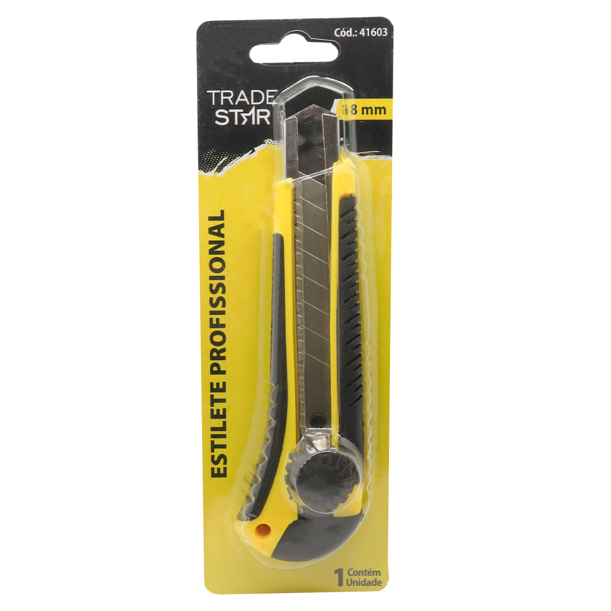 Estilete Profissional 18mm com Trava Emborrachado Tradestar - Ferramenta de corte de alta qualidade, ideal para trabalhos precisos em diversos materiais. Cabo emborrachado para maior conforto e segurança, com trava para evitar acidentes. Perfeito para artesãos, profissionais e DIY.