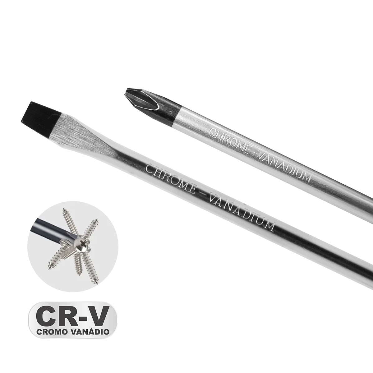Kit Jogo Chave De Fenda Phillips Tradestar 16 Pçs Magnética, mostrando detalhes das chaves de fenda e phillips em aço cromo vanádio, com pontas magnetizadas e cabo ergonômico. Ideal para uso em diversas aplicações de manutenção e montagem.