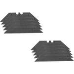 Lâminas de segurança trapezoidais bimetálicas afiadas 18mm Tradestar, jogo com 10 peças. Lâminas de alta durabilidade e corte preciso para uso em estiletes, ideais para cortar plástico, carpete, couro, madeira, tecidos e papel.