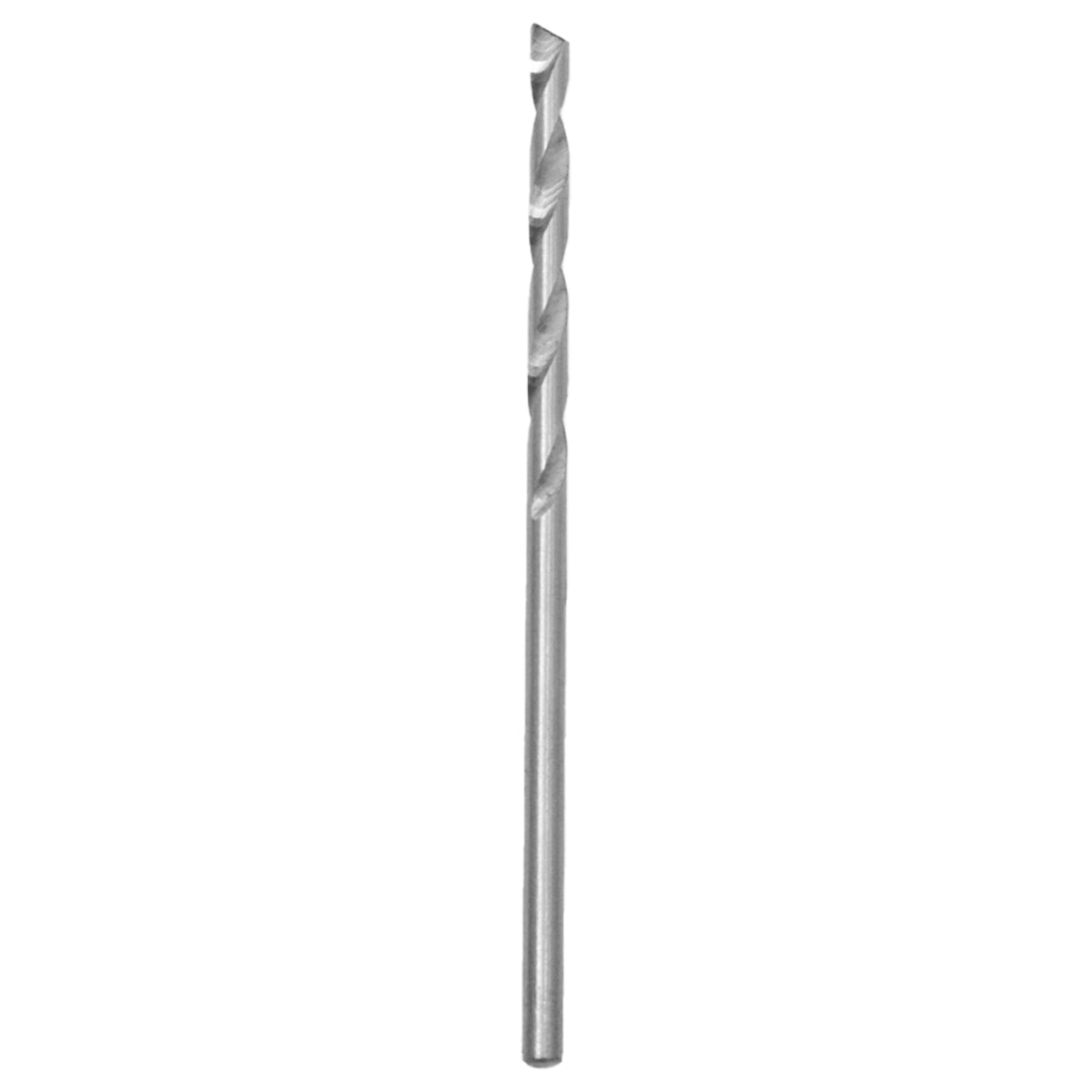 Kit com 100 brocas de aço rápido HSS DIN 338 Tradestar, diversas medidas para perfuração em metal, madeira e plástico. Broca individual em destaque, mostrando a ponta afiada e espiral.