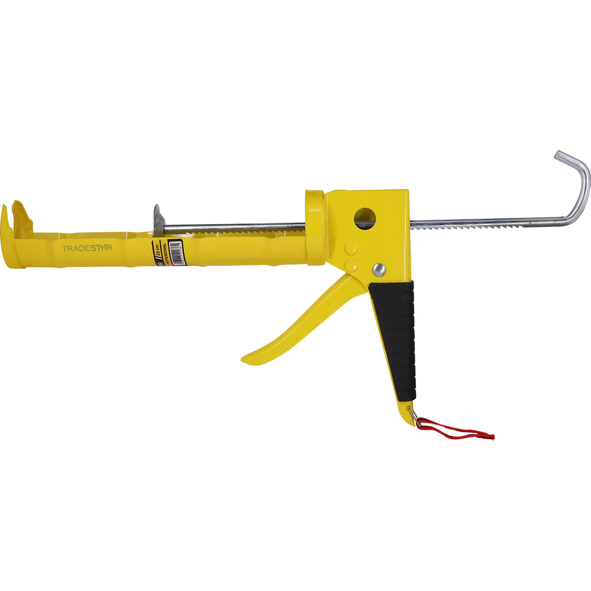 Aplicador de Silicone Pistola Profissional 9" 23cm Tradestar amarelo, ferramenta reforçada para aplicação precisa de selantes e silicones em projetos profissionais e DIY. Ideal para vedação e preenchimento de juntas.