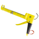 Aplicador de Silicone Pistola Profissional 9" 23cm Tradestar amarelo, ferramenta reforçada para aplicação precisa de silicone e selantes em projetos de construção civil e DIY. Ideal para vedação e preenchimento de juntas.