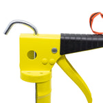 Aplicador de Silicone Pistola Profissional 9" 23cm Tradestar amarelo, reforçado, com gatilho e gancho para pendurar. Ferramenta ideal para aplicação precisa de silicone, selantes e PU em projetos de vedação, construção civil e DIY.