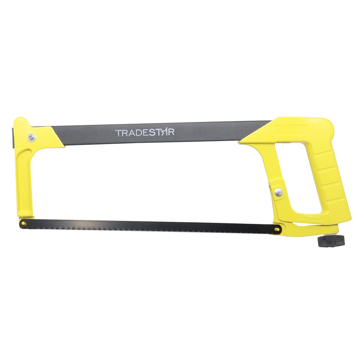Arco e Serra Profissional 12' 30mm Alumínio Reforçado Tradestar, ideal para cortes em metal, com cabo ergonômico e lâmina ajustável a 55 graus. Ferramenta resistente e durável para uso industrial e manutenção.