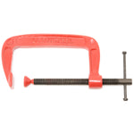 Grampo Sargento Tipo C 4'' Polegadas Tradestar vermelho, ferramenta de fixação robusta para marcenaria e carpintaria. Ideal para projetos de bricolagem e uso profissional. Possui design tipo C para excelente distribuição de força e alça ergonômica para fácil ajuste.