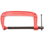Grampo Sargento Tipo C 6'' Polegadas Tradestar vermelho, ferramenta de fixação robusta e versátil para marcenaria e carpintaria. Ideal para projetos e reparos, com design tipo C para excelente distribuição de força e aperto seguro.