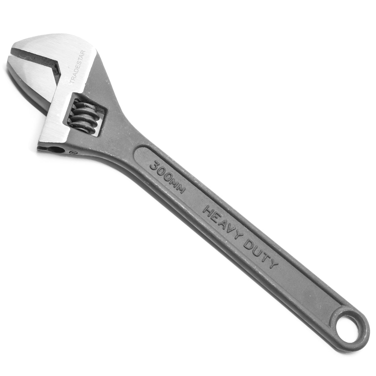 Chave Ajustável Inglesa Fosfatizada 12 Pol 300mm Tradestar - Ferramenta robusta e versátil para ajustar porcas e parafusos. Ideal para manutenção, montagem e projetos de bricolagem. Possui mandíbula ajustável, revestimento fosfatizado resistente e empunhadura ergonômica. Tradestar.