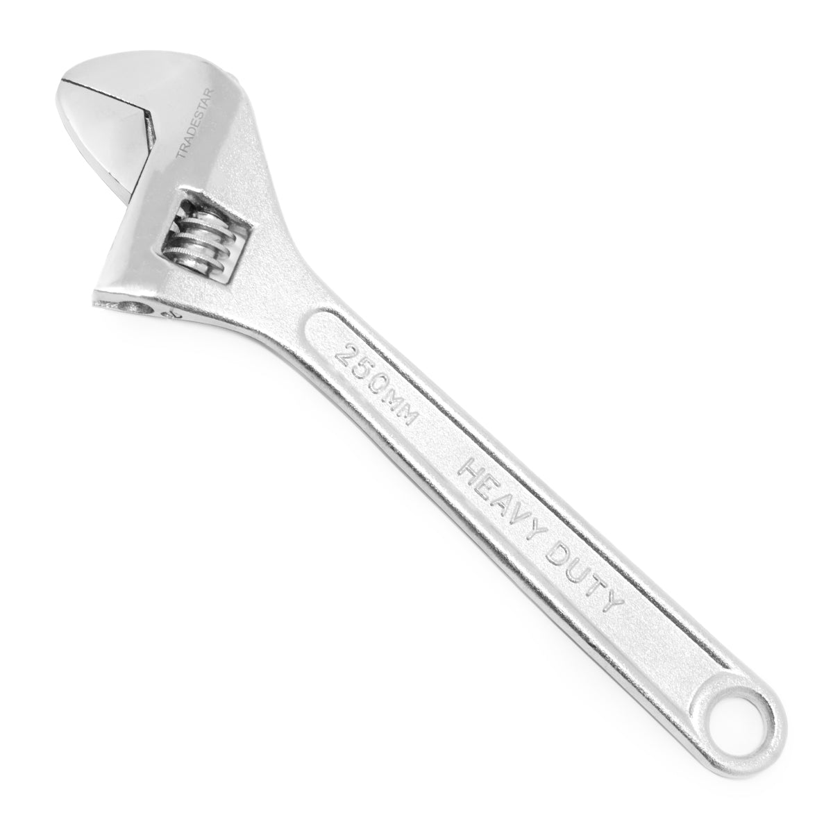 Chave Ajustável Inglesa 10 Polegadas 250mm Cromada Tradestar, ferramenta manual robusta para ajustar porcas e parafusos em diversas aplicações. Ideal para bricolagem, reparos e montagens. Construção cromada durável e empunhadura ergonômica.