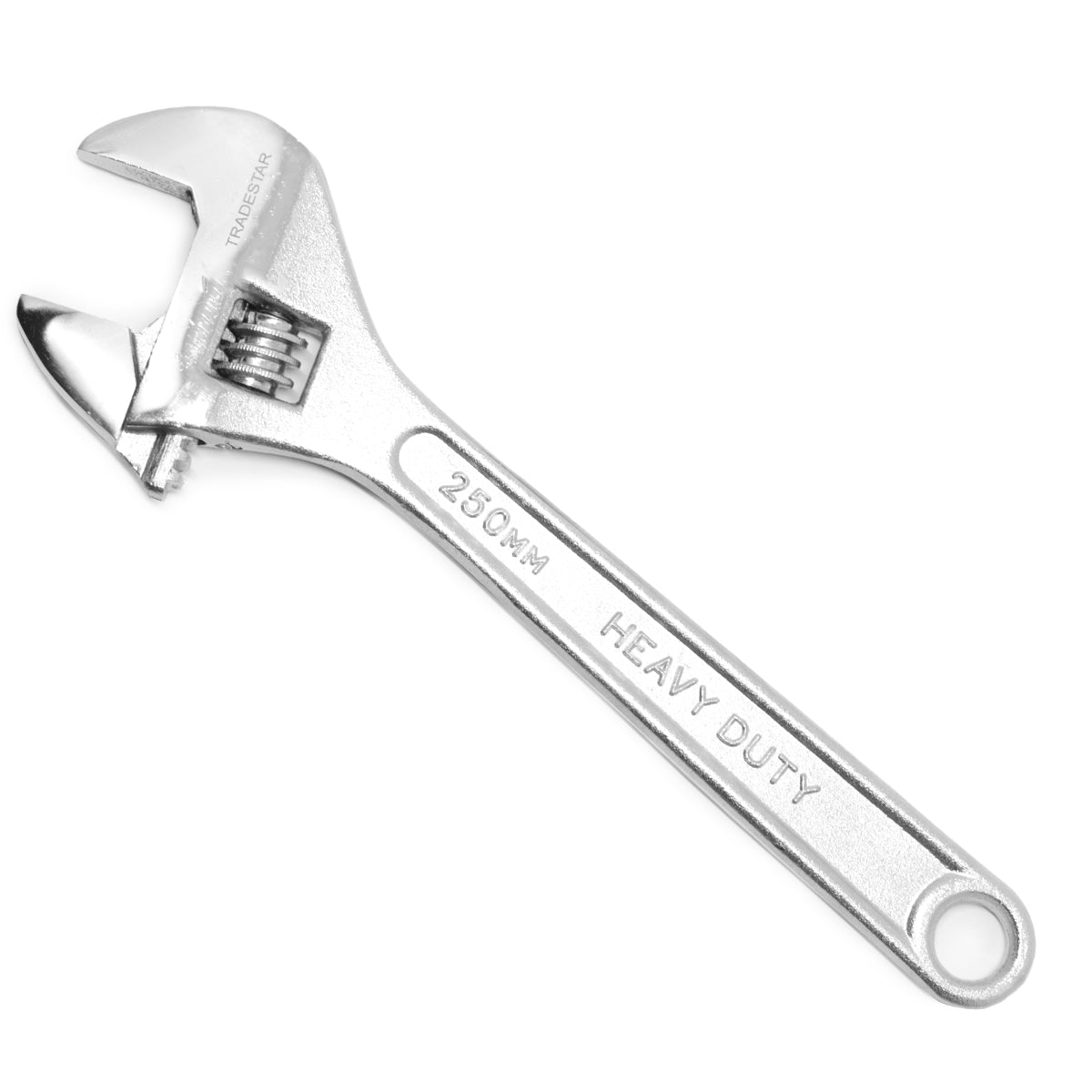 Chave Ajustável Inglesa 10 Polegadas 250mm Cromada Tradestar, ferramenta robusta para ajustar porcas e parafusos. Chave inglesa ajustável, ideal para manutenção e montagem, com construção cromada durável e empunhadura ergonômica.