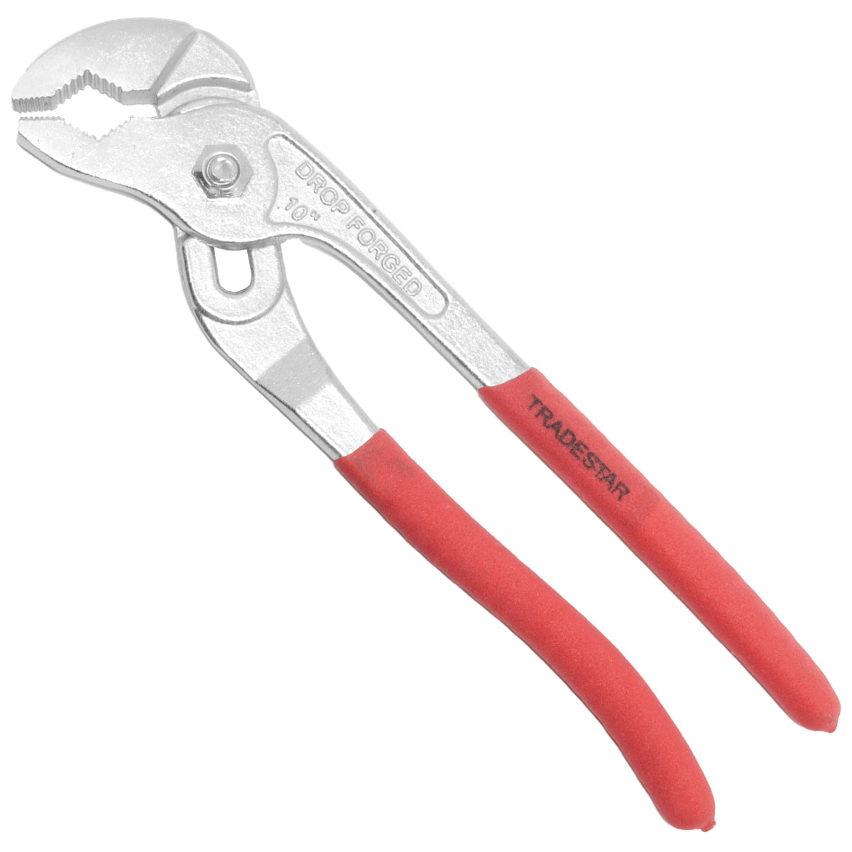 Alicate Bomba D'água Bico de Papagaio 10" Tradestar - Ferramenta ajustável cromada para encanador, com 5 posições, ideal para tubos e conexões. Aperto firme e empunhadura ergonômica.