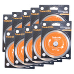 Kit 10 Discos de Corte Diamantado Contínuo 110x20mm Tradestar para corte refrigerado de pisos, azulejos, mármores e porcelanatos. Discos de aço com abrasivo de diamante sintético, ideais para serras mármore e máquinas de corte. Cortes precisos e eficientes.