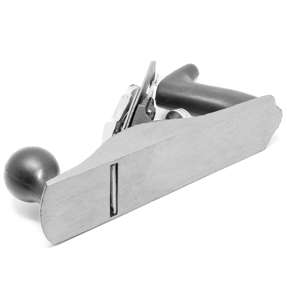 Plaina manual de aço N° 3 com lâmina ajustável 230x50mm, ideal para marcenaria e carpintaria. Ferramenta de metal durável com cabo ergonômico, ajuste de profundidade e lâmina afiada para cortes precisos em madeira. Perfeita para aplainar e desbastar.