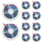 Kit com 10 rolos de fita LED 2835 de 5 metros cada, com 120 LEDs por metro, 12V, IP20, 10W e temperatura de cor de 4000K. Ideal para iluminação ambiente, decoração e projetos de iluminação personalizados.