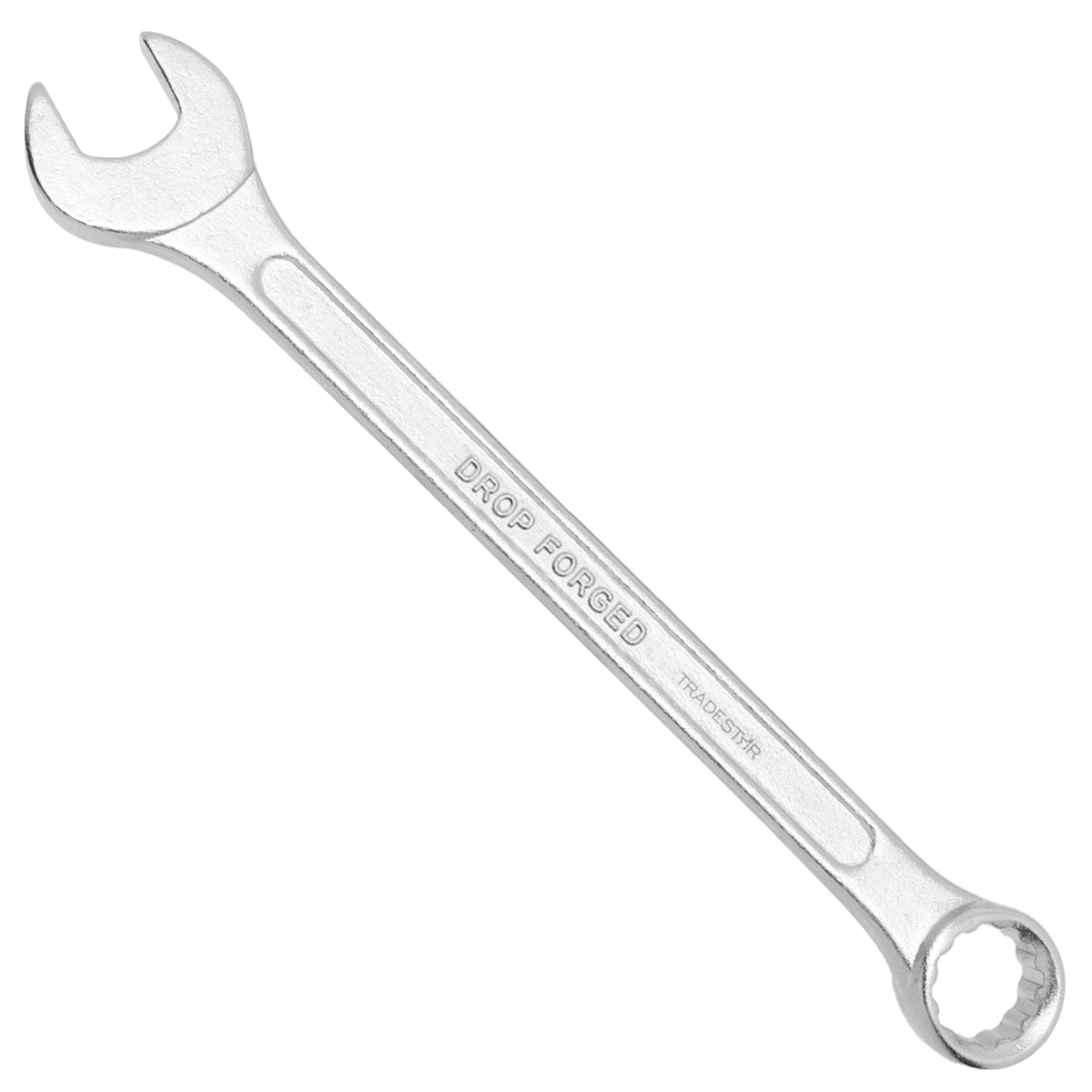 Chave Combinada Profissional Tradestar 12 mm em aço especial, ferramenta manual para aperto e desaperto de porcas e parafusos. Ideal para uso em mecânica, manutenção e diversas aplicações.