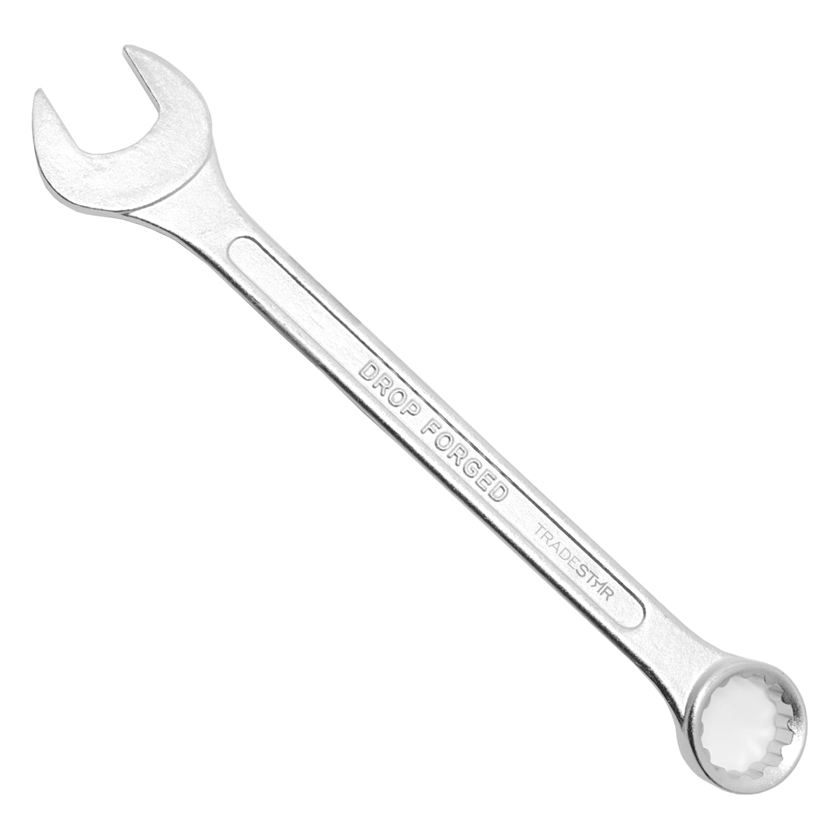 Chave Combinada Profissional Tradestar 27mm em aço especial, ferramenta manual para aperto e desaperto de porcas e parafusos. Ideal para uso profissional em mecânica, manutenção e chaveiros.
