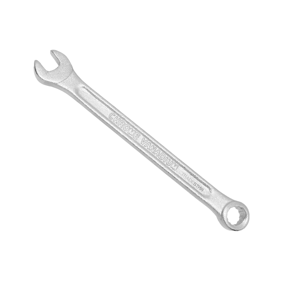Chave Combinada Profissional 6 mm Cromo Vanádio Tradestar, ferramenta manual de aço CR-V com extremidades de boca e estrela, ideal para apertar e afrouxar parafusos e porcas. Ferramenta durável e de alta qualidade para uso profissional.