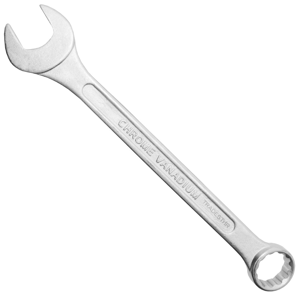 Chave Combinada Profissional 15 mm Cromo Vanádio Tradestar, ferramenta de aço CR-V para aperto e afrouxamento de parafusos e porcas. Ideal para uso manual em diversas aplicações, com boca e estrela para versatilidade. Ferramenta durável e resistente, perfeita para profissionais e projetos diversos.