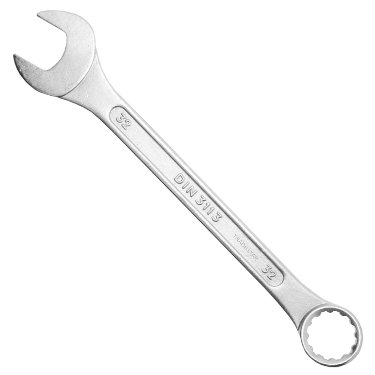 Chave Combinada Profissional 32 mm Cromo Vanádio Tradestar - Ferramenta de alta qualidade para aperto e afrouxamento de parafusos e porcas, ideal para uso profissional e doméstico. Fabricada em aço cromo-vanádio resistente e durável, com design ergonômico para maior conforto e eficiência.