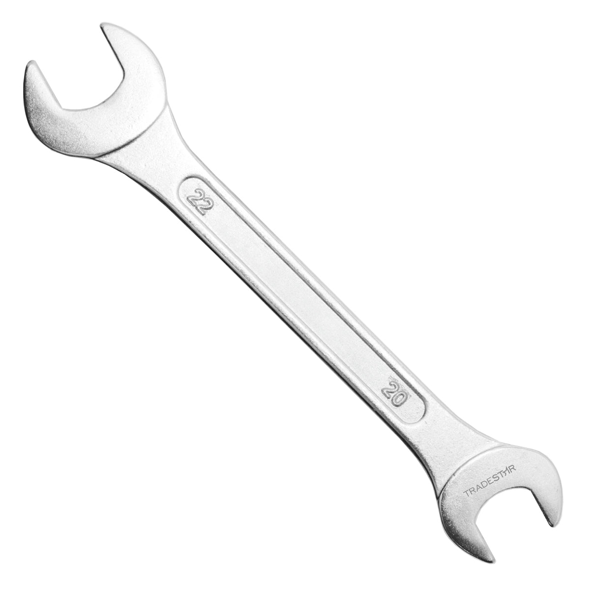 Chave Boca Fixa 20x22mm Tradestar profissional em aço carbono para aperto e desaperto de parafusos e porcas. Ferramenta manual de alta qualidade, ideal para uso em diversas aplicações.