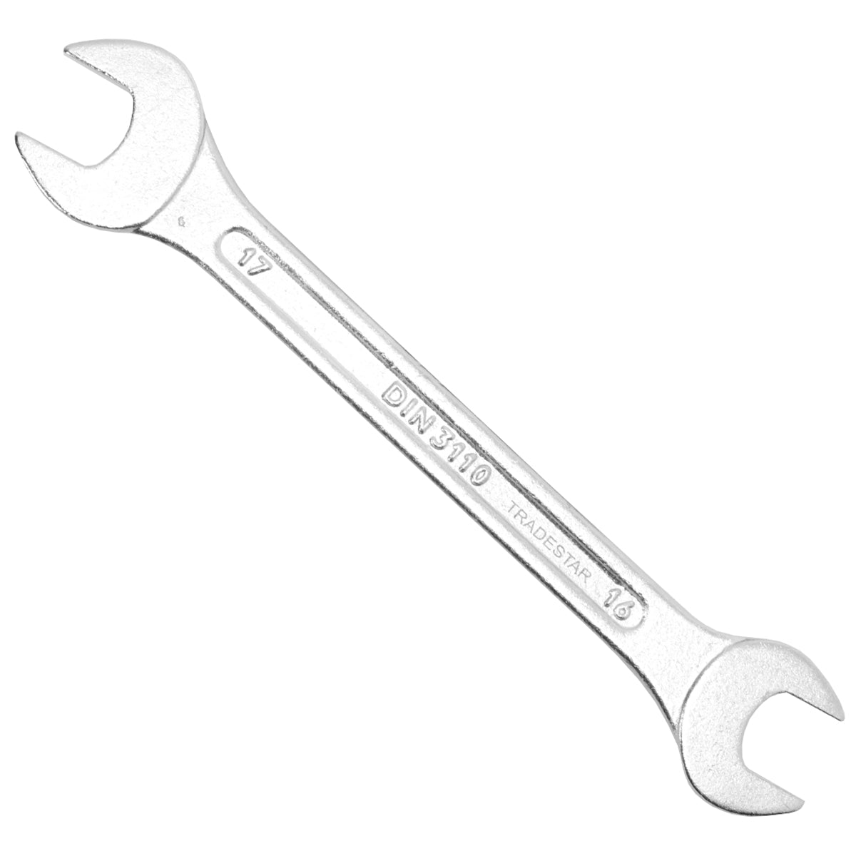 Chave de Boca Fixa 16x17MM CR-V Profissional Tradestar, ferramenta manual de aço cromo vanádio para apertar e soltar porcas e parafusos sextavados. Ideal para uso profissional e doméstico, com durabilidade e precisão.