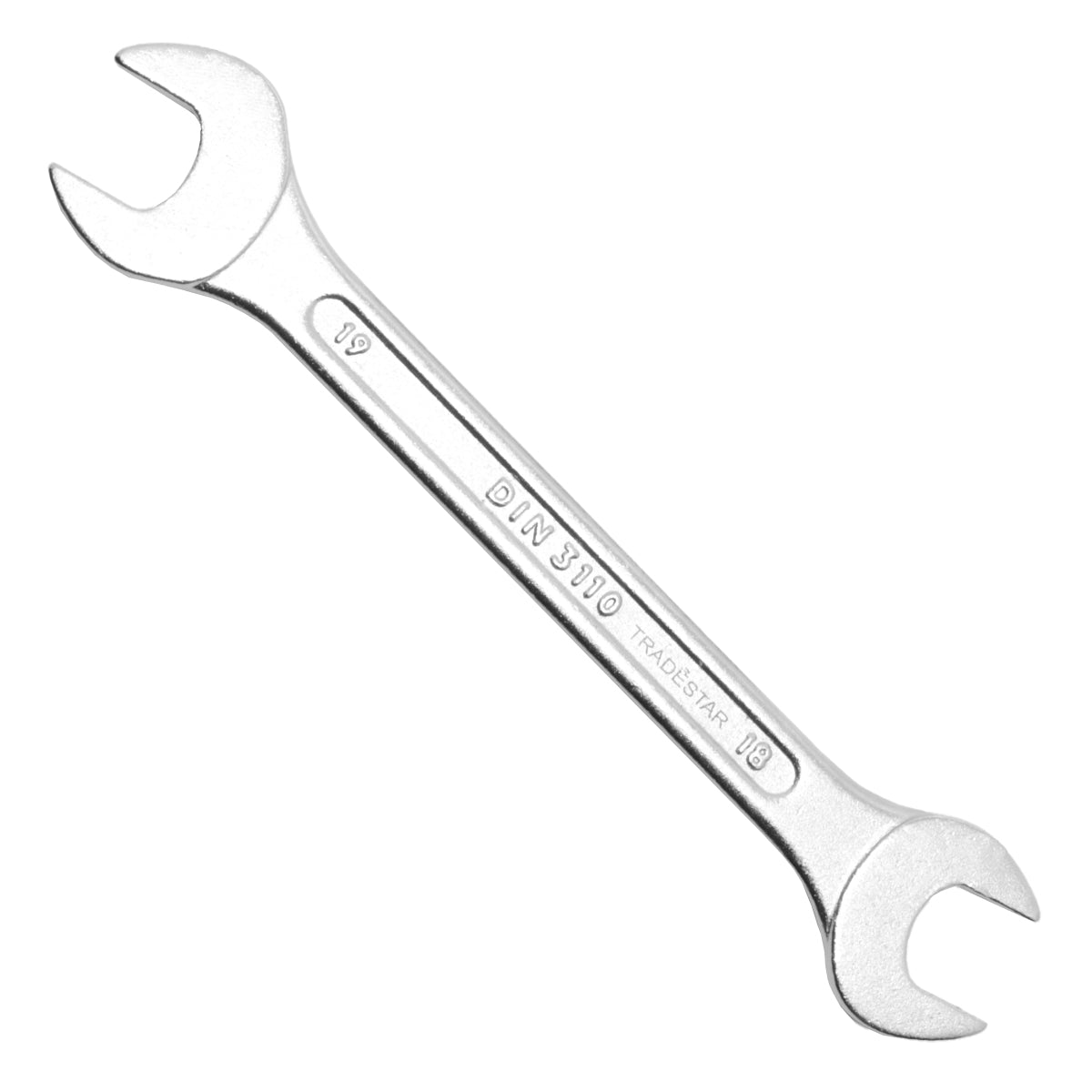 Chave de Boca Fixa 18x19MM CR-V Profissional Tradestar - Ferramenta manual de aço cromo vanádio para apertar e soltar porcas e parafusos sextavados. Ideal para uso profissional e doméstico, garantindo durabilidade e precisão em trabalhos de fixação.