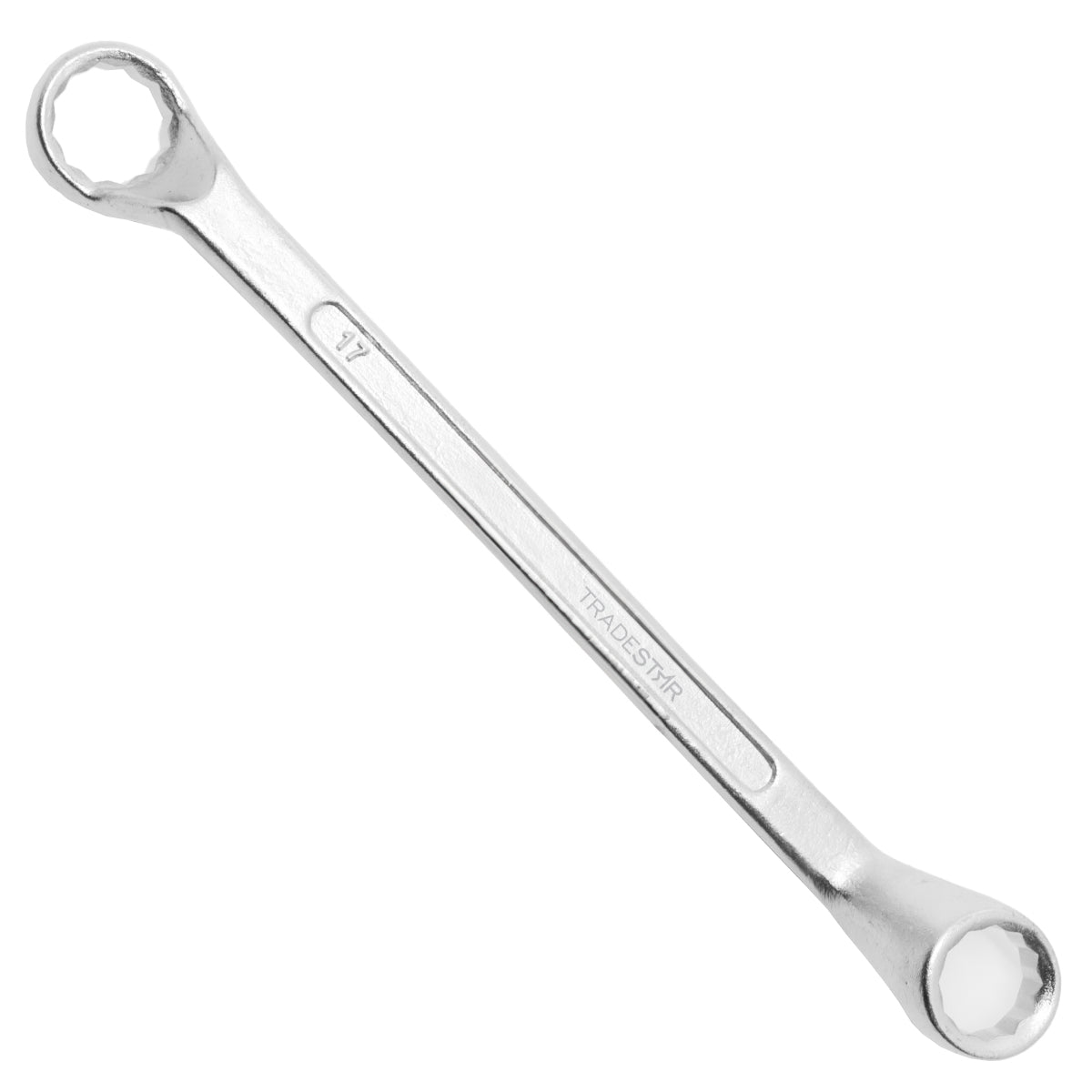 Chave Estrela 16 X 17 mm de aço carbono para aperto e desaperto de parafusos sextavados. Ferramenta manual de alta precisão, ideal para oficinas, canteiros de obras e uso profissional. Encaixe seguro e evita danos às peças. Marca Tradestar.