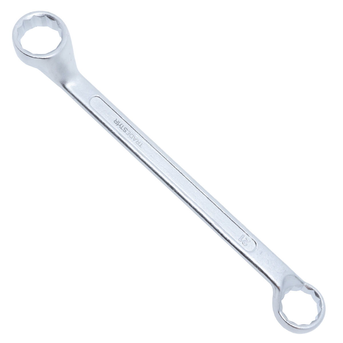 Chave Estrela 21 X 23 mm em aço carbono, ideal para apertar e soltar parafusos sextavados. Ferramenta manual de alta precisão, perfeita para uso em oficinas mecânicas e canteiros de obras. Marca TradeStar.