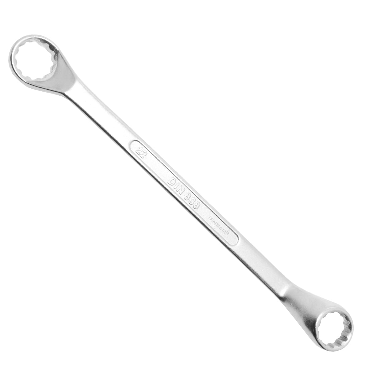 Chave Estrela 20 X 22 Mm Cr-V, ferramenta manual de aço cromo vanádio para apertar e soltar porcas e parafusos sextavados. Tamanho 20x22mm, abertura fixa, ideal para uso manual em projetos de construção e reparos.